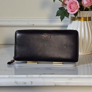 Coach Black Textured Leather Clutch